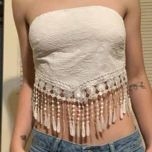 White lace triangle top